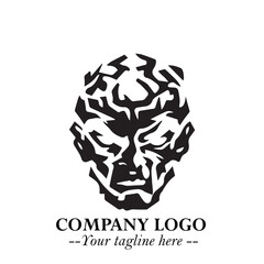 Head of Zombie Logo Symbol in Black on the White Background with Horror Minimal Vector Design