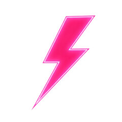 Bright pink lightning bolt with neon glow isolated on a transparent background image