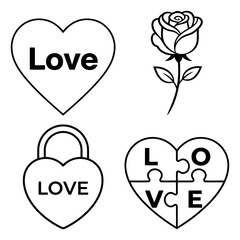 Four heart icons showing love and romance