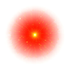 Bright Red Burst With Golden Sparks isolated on a transparent background explosion