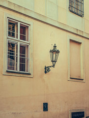 Beautiful view of ancient buildings and red roofs in Prague, Czech Republic