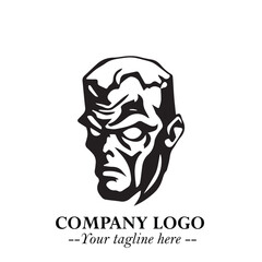 Head of Zombie Logo Symbol in Black on the White Background with Horror Minimal Vector Design