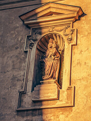 Beautiful view of ancient buildings and red roofs in Prague, Czech Republic