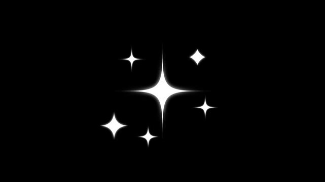 Sparkle Light Starlight Burst, twinkle flash glitter effect, shining cartoon star animation on black screen, smooth looping glow sparkle trails, 4K graphic star effect
