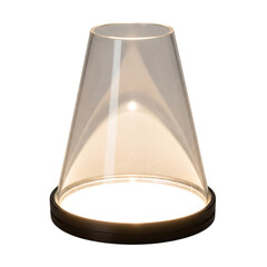 Clear glass lamp shade with warm light isolated on a transparent background image