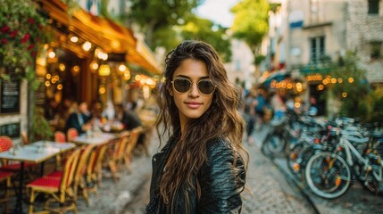 Elegant street style editorial woman