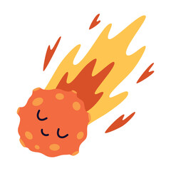 cartoon meteorite isolated, flat style