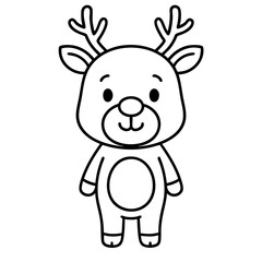 Cute Rudolph Reindeer Vector Illustration. Outline Design. Coloring Book Page. SVG. Transparent Background. Printable Christmas Design.