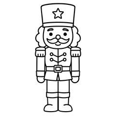 Christmas Nutcracker Soldier Vector Illustration. Outline Design. Coloring Book Page. SVG. Transparent Background. Printable Christmas Design.