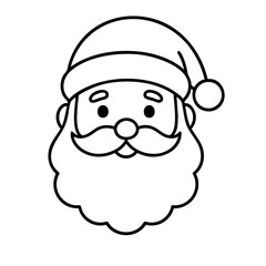Santa Claus Vector Illustration. Outline Design. Coloring Book Page. SVG. Transparent Background. Printable Christmas Design.