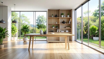 Bright Modern Interior with Greenery and Natural Light