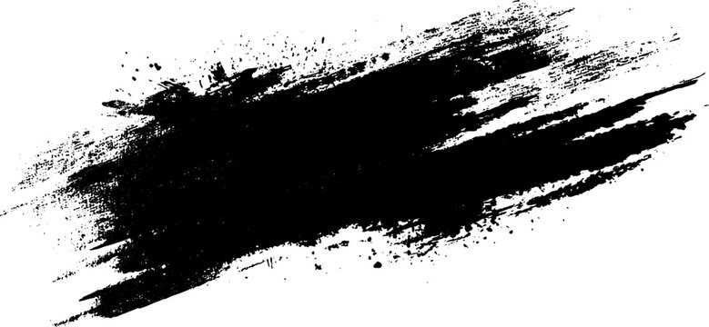 grunge ink brush stroke isolated on white background with organic splatter marks for artistic design
