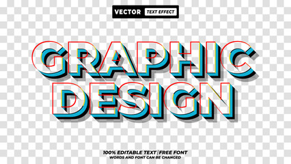 Graphic design outline retro 3d style vector text effect. Editable creative typography for graphic designer templates.