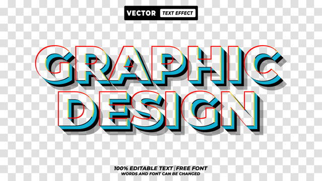 Graphic design outline retro 3d style vector text effect. Editable creative typography for graphic designer templates.