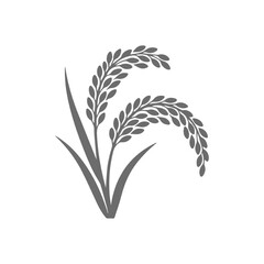 Stylized Rice Plant Silhouette with Grains
