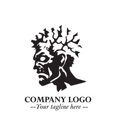 Head of Zombie Logo Symbol in Black on the White Background with Horror Minimal Vector Design
