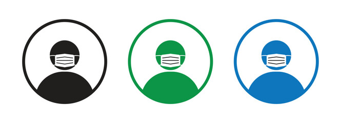 Health and safety themed avatar icons of people wearing masks