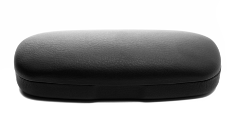 black glasses case isolated on white, clipping path