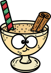 Funny Eggnog Drink Doodle with Cinnamon Stick