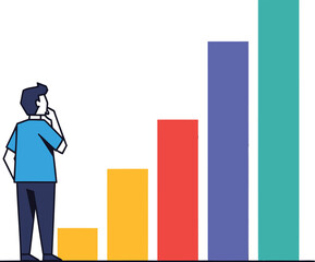 Man Analyzing Growing Business Bar Chart Data