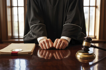 The judge leaned on the table.