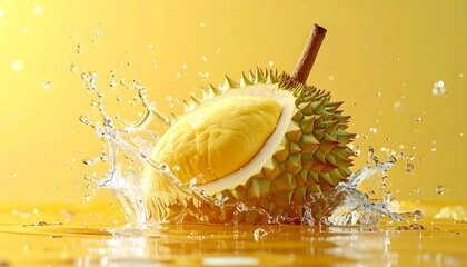 Durian Splashing into Water - A Tropical Fruit Delight.
