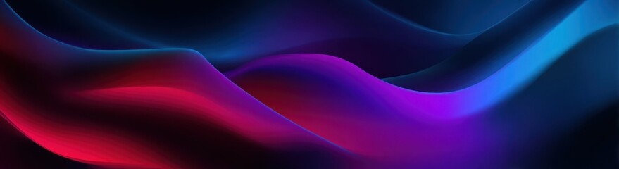 Abstract dark background with flowing waves of red purple and blue light