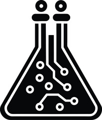 Digital biology in a lab flask representing scientific innovation and smart research