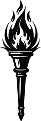 Black torch with flame icon isolated on white background