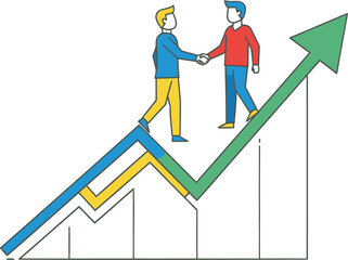 Business Partners Handshake on Upward Trend Graph Illustration