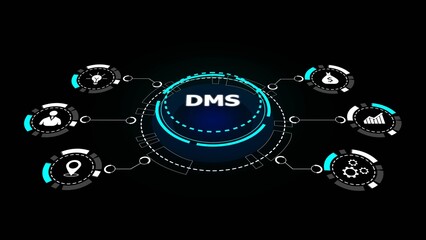 Digital diagram with dms in center and icons around it image