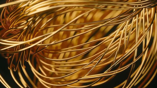 Gold wire metallic abstract closeup twisted pattern texture shiny mesmerizing abstract closeup of twisted gold wire with metallic texture and elegant
