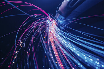 A bundle of thin optical fibers on.