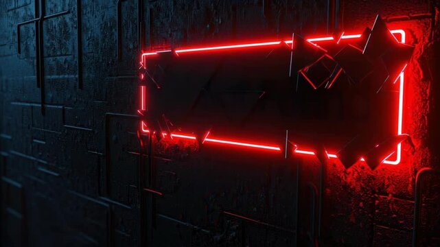 Neon error sign red glow dark wall cyberpunk glitch futuristic abstract warning technology night mood with eerie vibe 404 not found neon sign red