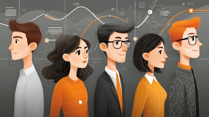 Diverse team of professionals collaborating, analyzing data charts and graphs in modern office setting, embracing innovation and teamwork