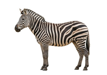 Striking zebra standing isolated PNG, black and white striped African animal on transparent background, wildlife design element