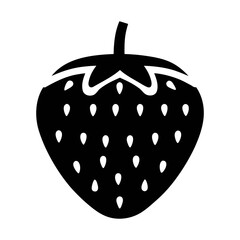 Strawberry vector icon illustration fresh fruit berry drawing simple black and white design food clip art