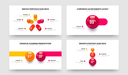Advertising Innovation 5 1 2 3 Step Infographic Slide Layout Bundle. Investor Portfolio Five One Two Three Option Graph Frame Template Vector Illustration Set.