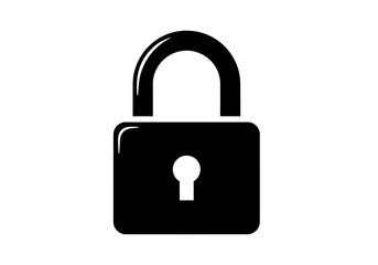 Black padlock PNG isolated on transparent background, security and privacy symbol for graphic design and web projects