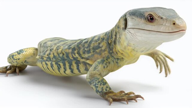 Detailed image of a lizard with unique patterns on a white background.