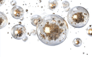 Ethereal arrangement of floating transparent spheres forming a captivating futuristic and abstract structure isolated on transparent background PNG