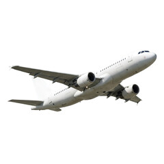 Obraz premium White Airplane in Flight Against a Black Background