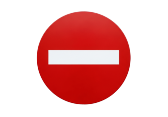 Red circle with white bar isolated PNG, no entry sign for traffic and safety regulations, prohibition symbol on transparent background