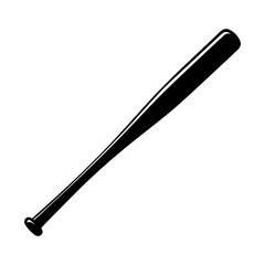 A sleek polished black baseball bat isolated on a stark white background showcasing its smooth classic design and readiness for the game