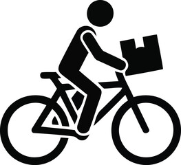 Obraz premium Bicycle delivery person carrying a package box representing swift courier service.
