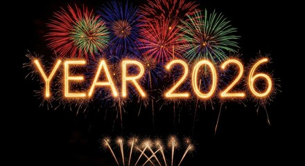 Bright fireworks celebrate the arrival of year 2026