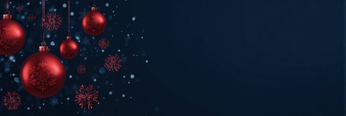 Festive Christmas Ornaments on a Dark Blue Background.