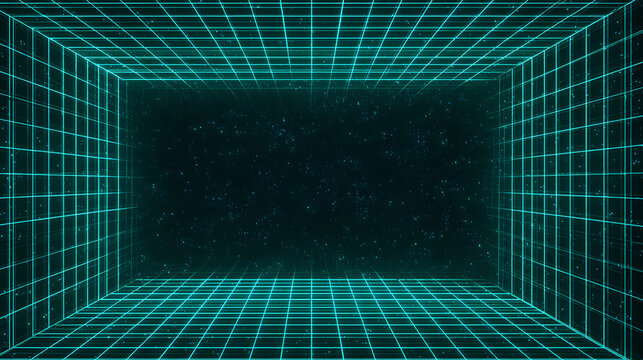 Retro synthwave grid with glowing stars for futuristic presentations and modern designs, perfect for creative projects and vivid backgrounds - Powered by Adobe