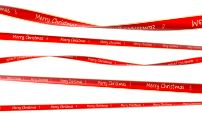 Red merry christmas ribbons 3d transparent background