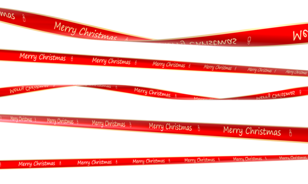 Red merry christmas ribbons 3d transparent background - Powered by Adobe